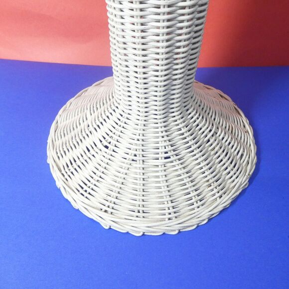 White Wicker Mannequin Head Hat Stand Display Vintage MCM 19" Tall Long Neck - Picture 3 of 14